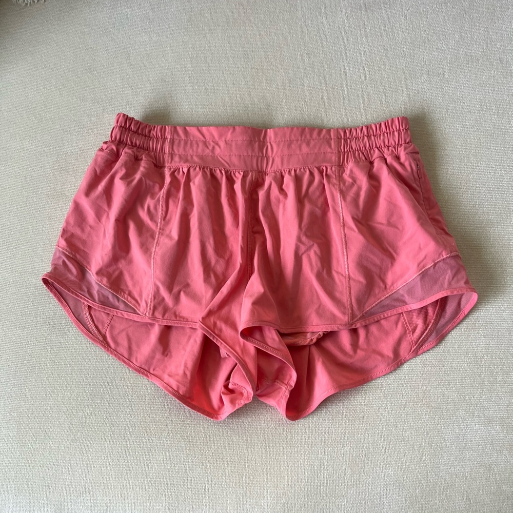 lululemon Hotty Hot Shorts Low-Rise, Size 10, 2.5” inseam, Raspberry Cream